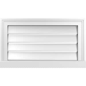 24" x 14" Vertical Surface Mount PVC Gable Vent: Functional with Brickmould Sill Frame