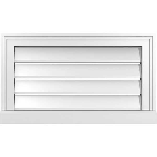 Ekena Millwork 24" x 14" Vertical Surface Mount PVC Gable Vent: Functional with Brickmould Sill Frame