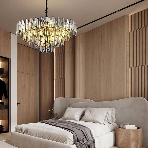 【⑤】　キャンドル Gleam Flare 38.5 in. Modern Chandelier 26-Light 5-Tier Black Round