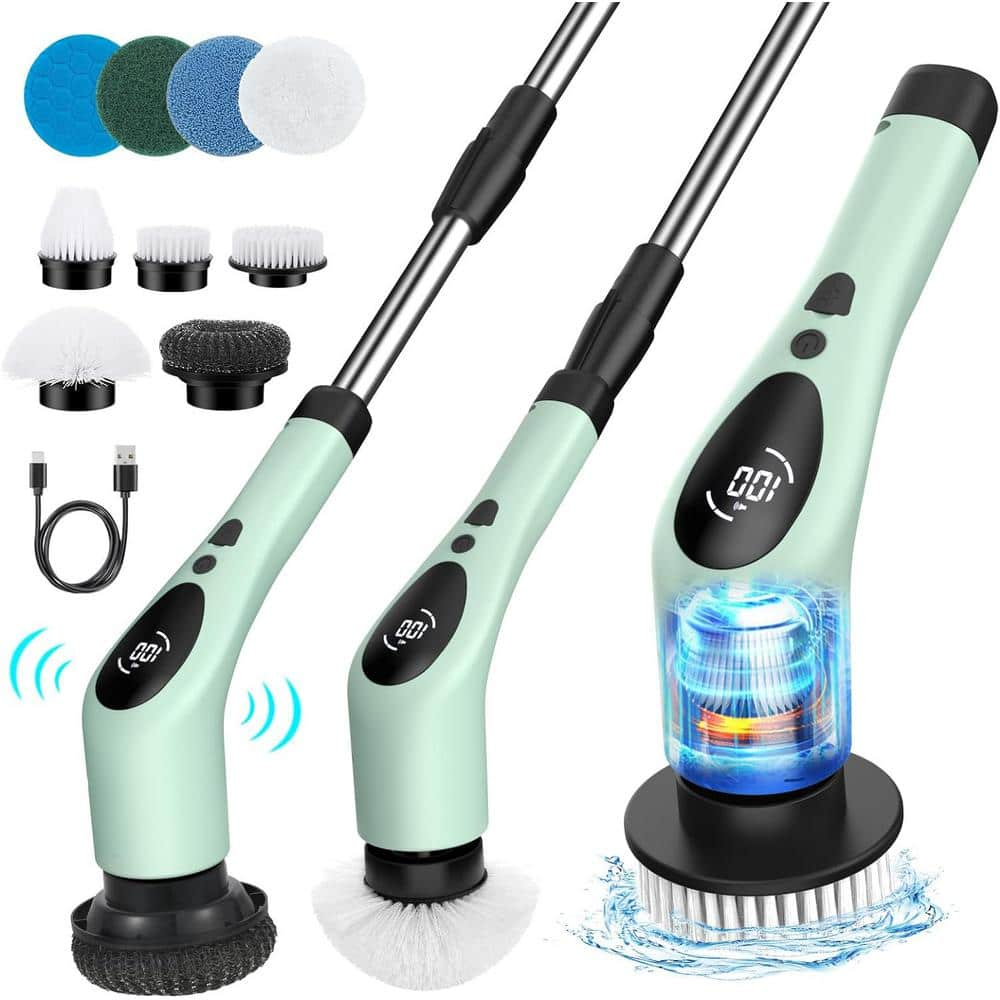  Electric Spin Scrubber with 3 Replaceable Cleaning Head + 6 Units of  Sponge Brush Heads, Power Cleaning Brush, Cordless Waterproof Scrubber with