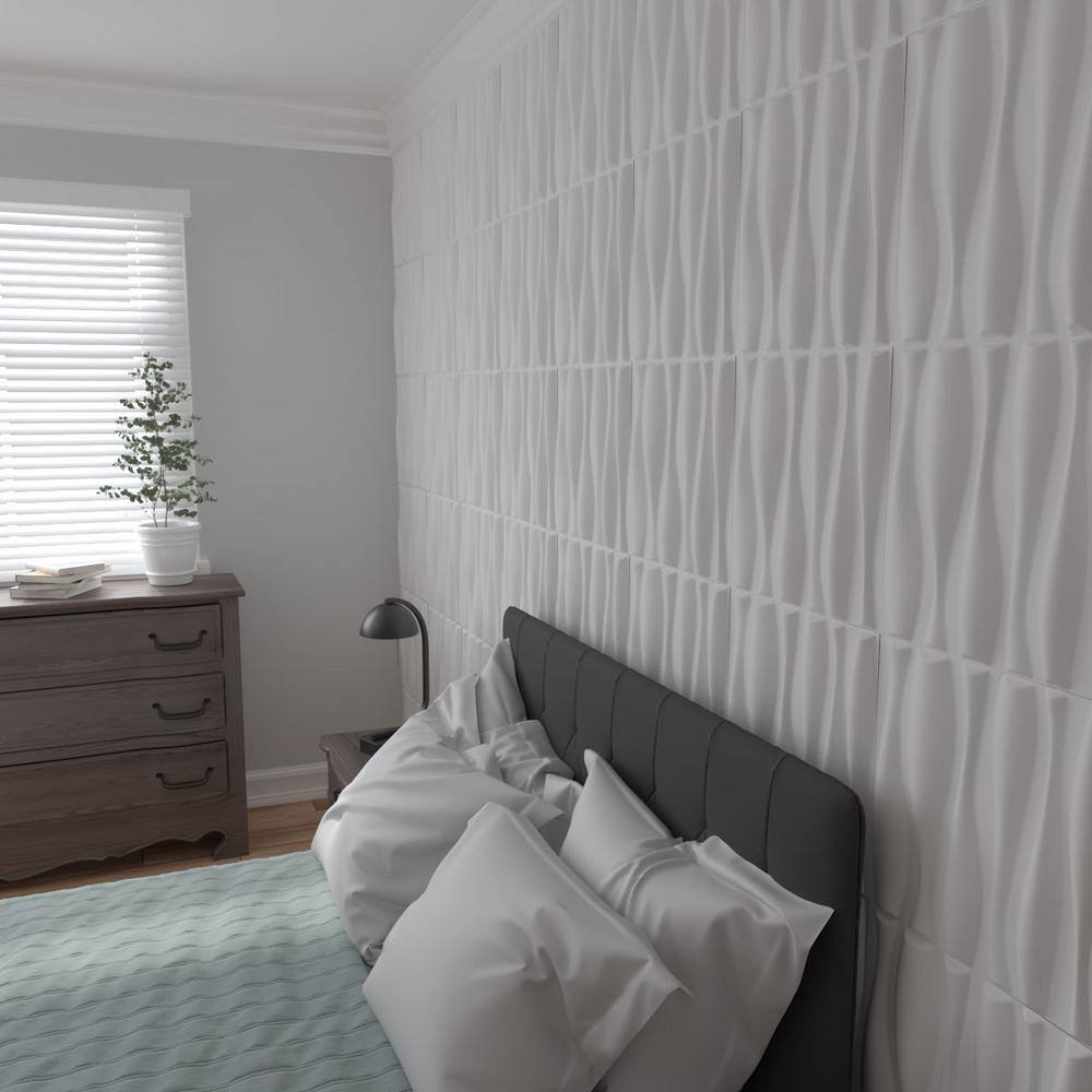 Fairfax White Textured 3D PVC Wall Panels, Set of 20