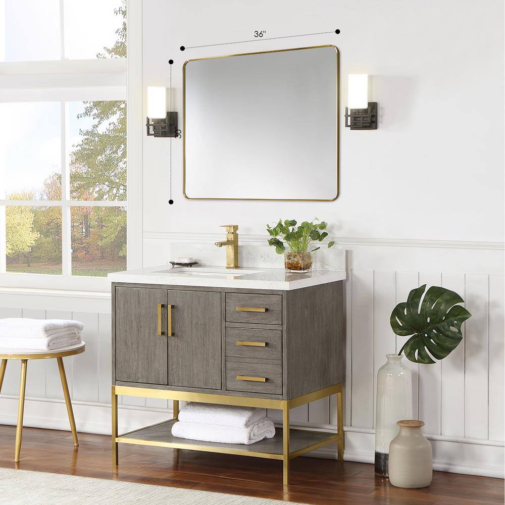 Nettuno 36" Gold and Silver Rectangular Bathroom Vanity Mirror
