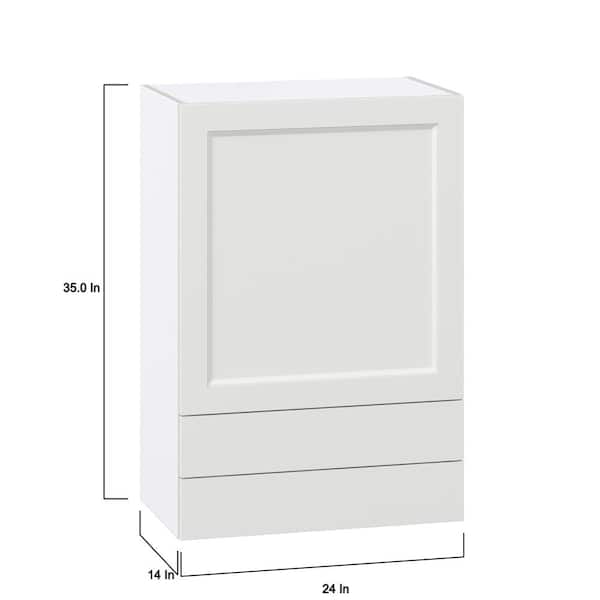 J COLLECTION Alton Painted 24 in. W x 35 in. H x 14 in. D in White Shaker Assembled Wall Kitchen Cabinet with 2 Drawers