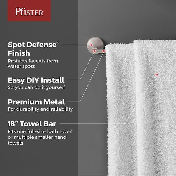 Vedra 18 in. Wall Mounted Towel Bar in Spot Defense Brushed Nickel