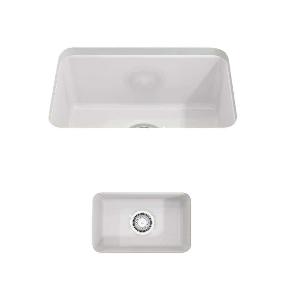 White Fireclay 12" Single Bowl Drop-in Sink