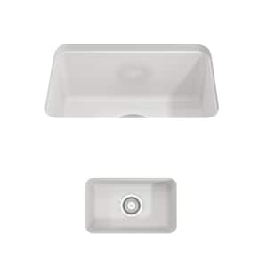 Sotto Drop-in/Undermount Fireclay 12 in. Single Bowl Kitchen Sink with Strainer in White