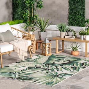 Fela Green 5 ft. x 8 ft. Floral Indoor/Outdoor Area Rug