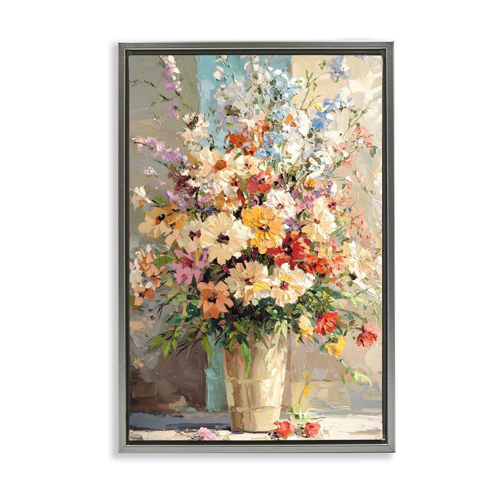 Happy Sunlit Bouquet by Franklyn Gregory Gray Floater Frame Nature Graphic Art Print 25 in. x 17 in. price history on PriceWatchPro
