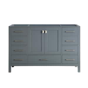 London 53.5 in. W x 21.5 in. D x 34.75 in. H Bath Vanity Cabinet without Top in Gray