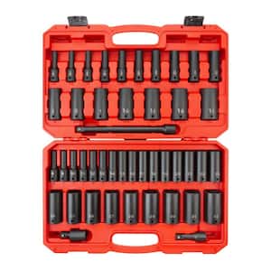 1/2 in. Drive Deep 6-Point Impact Socket Set, 45-Piece (5/16 - 1-1/4 in., 8 mm - 32 mm)
