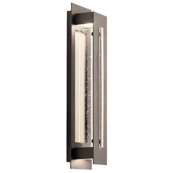 River Path 23 in. 1-Light Olde Bronze Outdoor Hardwired Wall Lantern Sconce with Integrated LED (1-Pack)