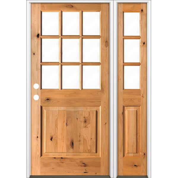 Krosswood Doors 50 in. x 80 in. Alder 2 Panel Right-Hand/Inswing Clear Glass Clear Stain Wood Prehung Front Door w/Right Sidelite