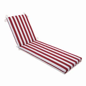 23 x 30 Outdoor Chaise Lounge Cushion in Red/White Midland