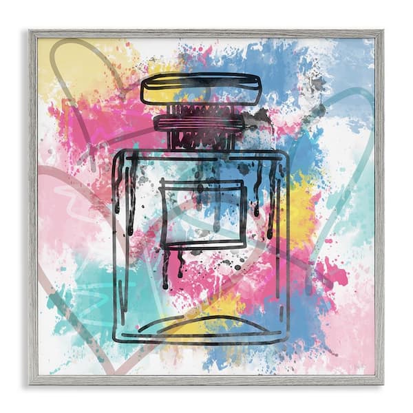 Stupell Industries Modern Splash Perfume by Natalie Carpentieri Gray Framed Abstract Giclee Art Print 24 in. x 24 in.