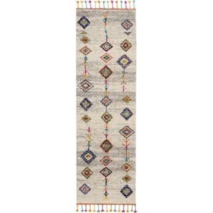 Moroccan Casbah Grey Multicolor 2 ft. x 8 ft. Moroccan Transitional Kitchen Runner Area Rug