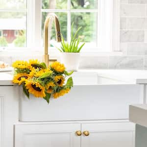 Turner 30 in. Farmhouse Apron Front Undermount Single Bowl Crisp White Fireclay Kitchen Sink with Bottom Grid and Drain
