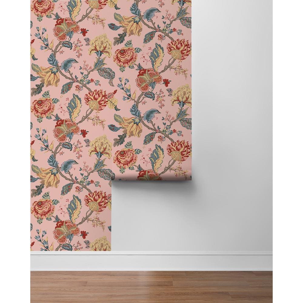Blush Floral Jacobean Peel and Stick Wallpaper