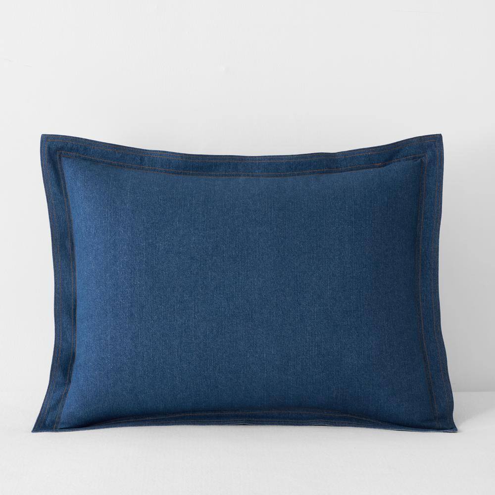 The Company Store Washed Denim Tob Denim Indigo Cotton King Sham 51218F