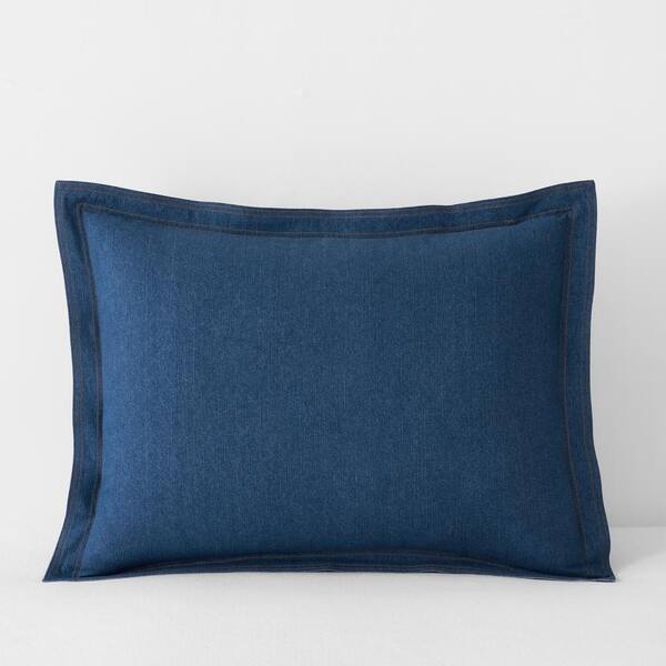 The Company Store Washed Denim Tob Denim Indigo Cotton Standard Sham