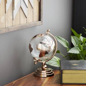 11 in. Copper Aluminum Decorative Globe with Tiered Base