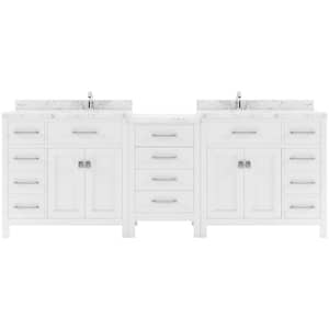 Caroline Parkway 93 in. W x 22 in. D x 35 in. H Double Sink Bath Vanity in White with Quartz Top