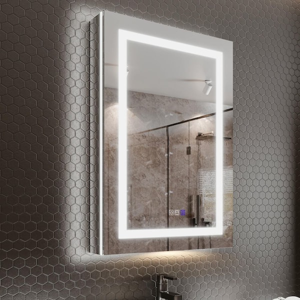 Anti-Fog LED 24 in. W x 36 in. H Rectangular Recessed/Surface Mount Aluminum Medicine Cabinet with Mirror