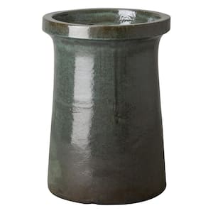 21 in. D x 29 in. H Green Kelp Ceramic Round Planter