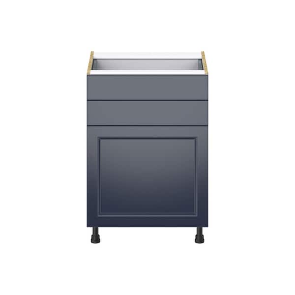 J COLLECTION Devon 24 in. W x 24 in. D x 34.5 in. H Painted Blue Shaker Assembled Base Kitchen Cabinet with Two 5 in. Drawers