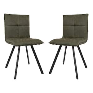 Wesley Olive Green Faux Leather Dining Chair Set of 2