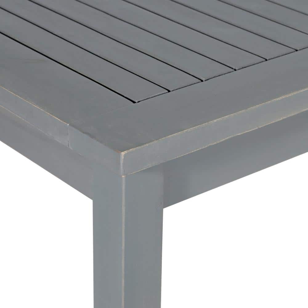 Gray Wash Acacia Wood Outdoor Dining Table with Slatted Surface