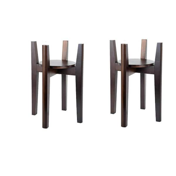 1-Tier Walnut Wood Plant Stand (12 in. H W x 15 in. H) 2-pack