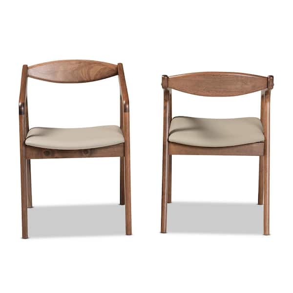 Baxton Studio Harland Grey and Walnut Brown Dining Chair Set of 2