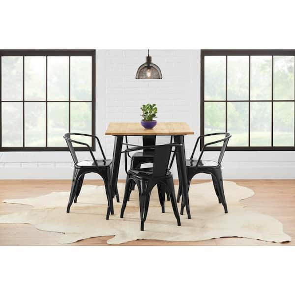 Stylewell Black Metal Dining Chair Set Of 2 20 28 In W X 28 35 95 In H Cm805 18 Blk The Home Depot