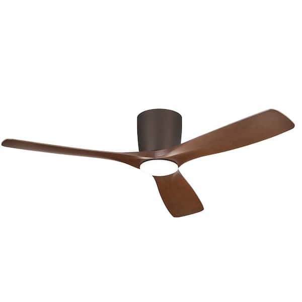 KICHLER Volos 54 in. Indoor Satin Natural Bronze Low Profile Ceiling Fan with Integrated LED with Wall Control Included
