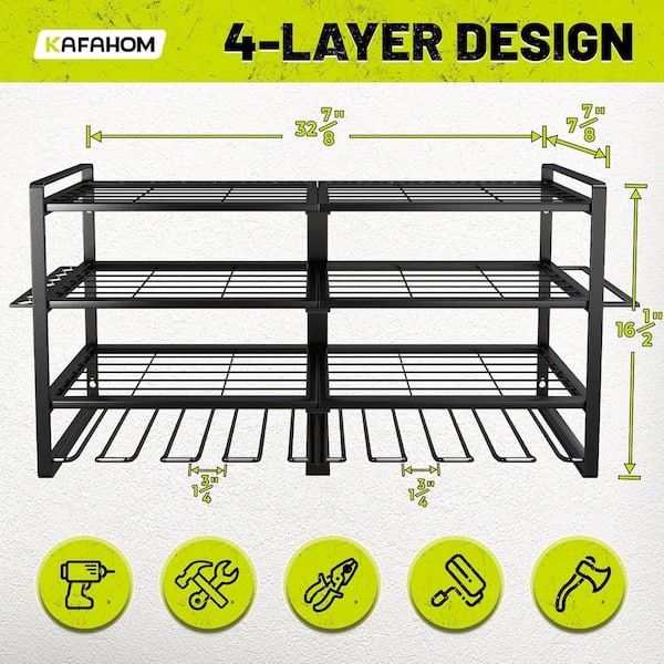 YICHUHAOXI Power Tool Organizer 32.8 in. Black Metal 4-Layer Large