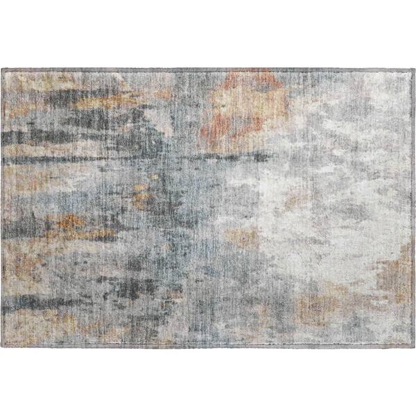 Mayfield Premium Machine Washable Abstract AMF2284 Rust 2 ft. x 3 ft. Accent Rug