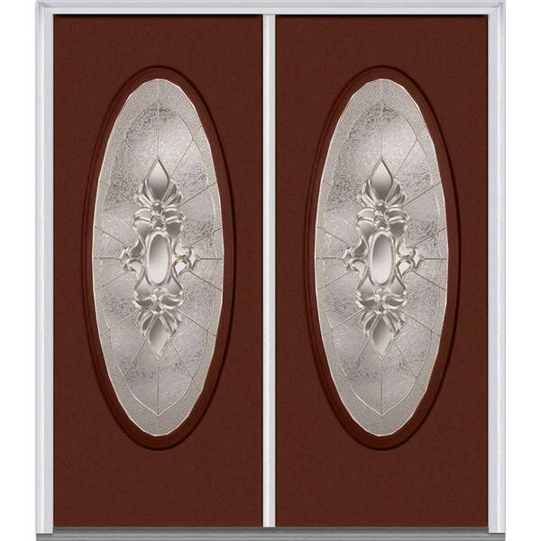 MMI Door 72 in. x 80 in. Heirloom Master Left-Hand Inswing Oval Lite Decorative Glass Painted Steel Prehung Front Door