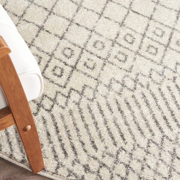 Nourison Passion Geometric Ivory/Grey 4' Round Area Rug 4' x Round Nourison Passion Geometric Ivory/Grey 4' Round Area Rug 4' x Round