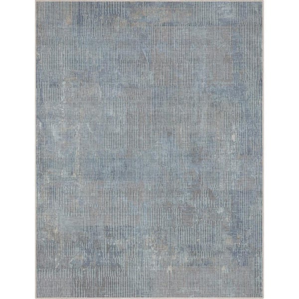 Blue 9 ft. 10 in. x 13 ft. Flat-Weave Abstract Acropolis Modern Geometric Lines Area Rug