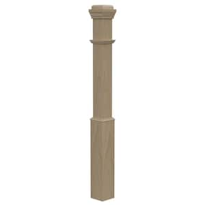 Stair Parts 4090 55 in. x 5 in. Unifinished Poplar Adjustable Base Box Newel Post for Stair Remodel