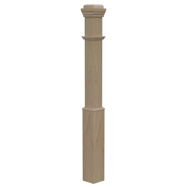 Stair Parts 4090 55 in. x 5 in. Unifinished Poplar Adjustable Base Box Newel Post for Stair Remodel