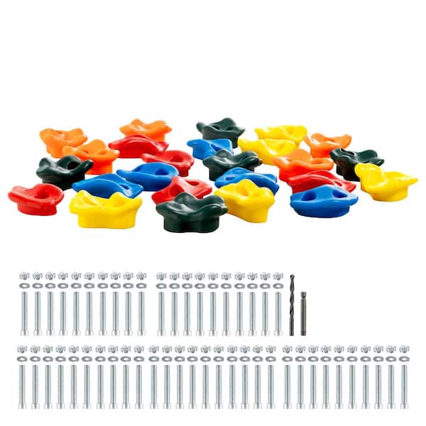 25 Rock Climbing Holds, Multi-Size and Multi-Colored, Suitable for Kids and Adults, Comes with Mounting Hardware
