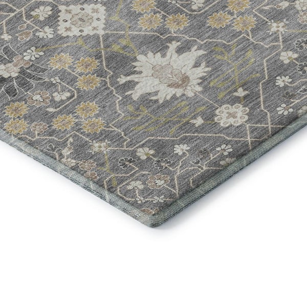 Mayfield Premium Machine Washable Abstract AMF1009 Gray 9 ft. x 12 ft. Area Rug