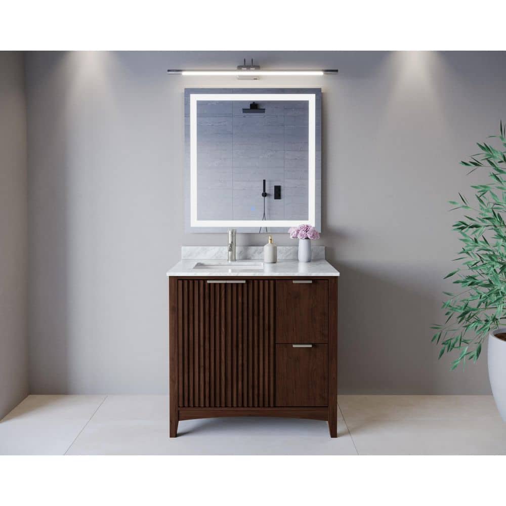 Palmilla 36 in. Single Freestanding Dark Walnut Bath Vanity with White Carrara Marble Top Assembled price history on PriceWatchPro