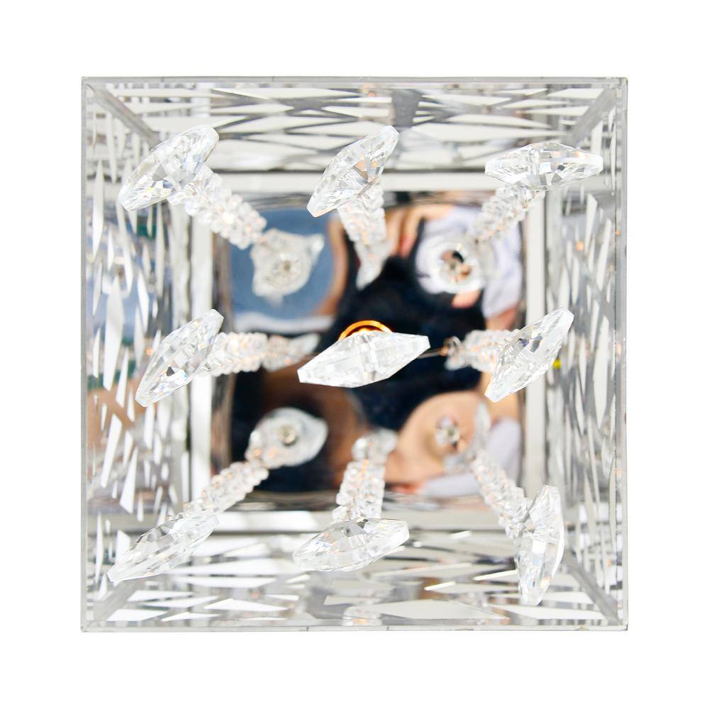 Chrome Mini Drum Pendant with Crystal Drops and LED Light