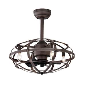 Blade Span 21 in. Indoor Bronze Caged Ceiling Fan with No Bulbs Included with Remote Control