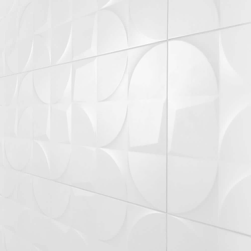 Angela Harris 12" x 35" White Ceramic Patterned Wall Tile