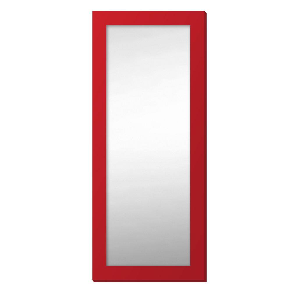 Pop Color 72 in. H x 30 in. W Modern Rectangle 4 in. Red Framed Floor/Wall Mirror Art