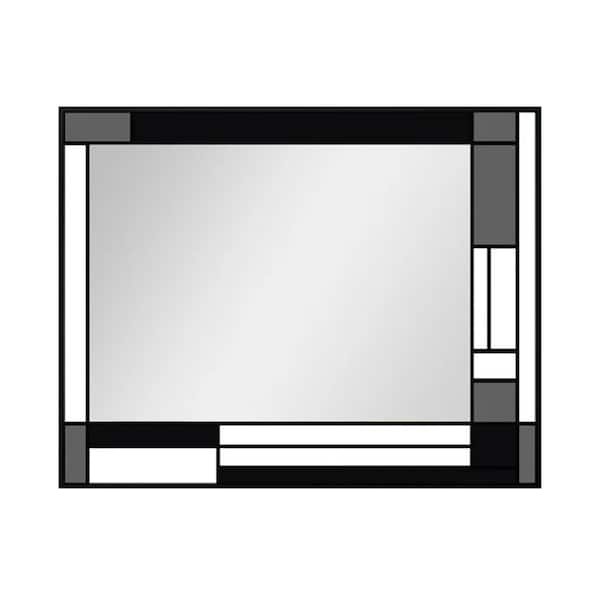 GODCHAR 40 in. W x 32 in. H Rectangular Aluminum Alloy Framed French Cleat Mounted Window Pane Wall Mirror in Tempered Glass