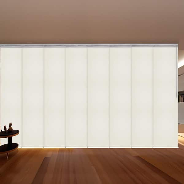 EMOH Putty 130 in. - 175 in. W x 94 in. L Adjustable 8- Panel White Double Rail Panel Track with 23.5 in. Slates